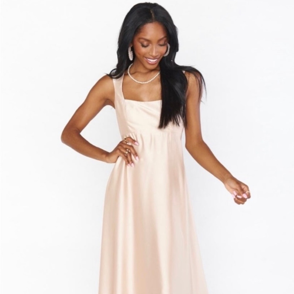 XXL Show Me Your Mumu Madi Maxi Dress Champagne Luxe Satin NWT